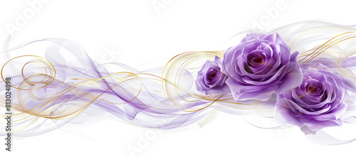 banner with background of purple or lilac flowers. fake flowers. Artificial purple or lilac roses