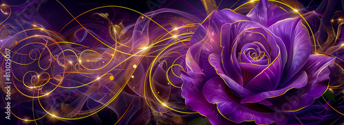 banner with background of purple or lilac flowers. fake flowers. Artificial purple or lilac roses