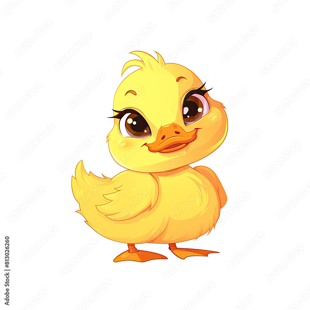 Cute Cartoon Duck It'S Bright Eyes Twinkling, Cartoon Illustration Cute Cartoon Duck It'S Bright Eyes Twinkling, Cartoon Illustration