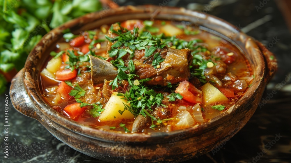 The cuisine of Yemen. Yemeni leg soup (Marak regel).