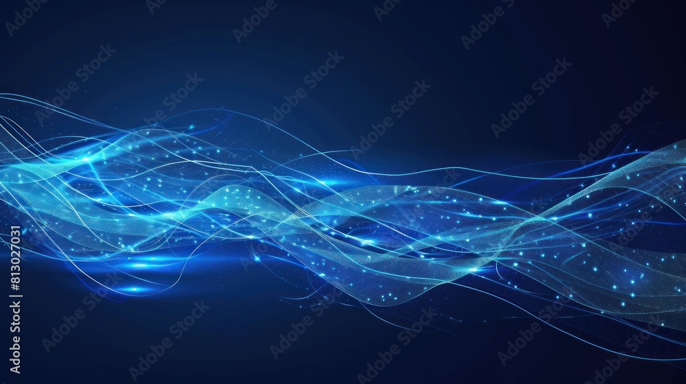 Obraz premium wave technology digital network abstract background, blue light digital effect concept