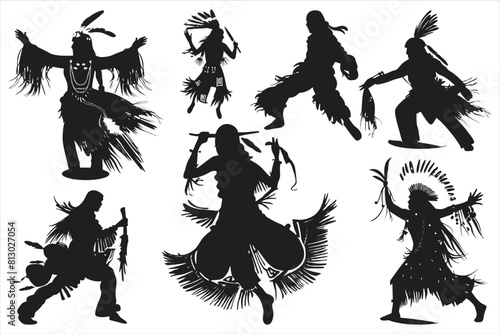 Traditional Native dances and music performance silhouettes, Set of silhouettes of Indian dance, Indian classical dance Dance in India Dance Dresses