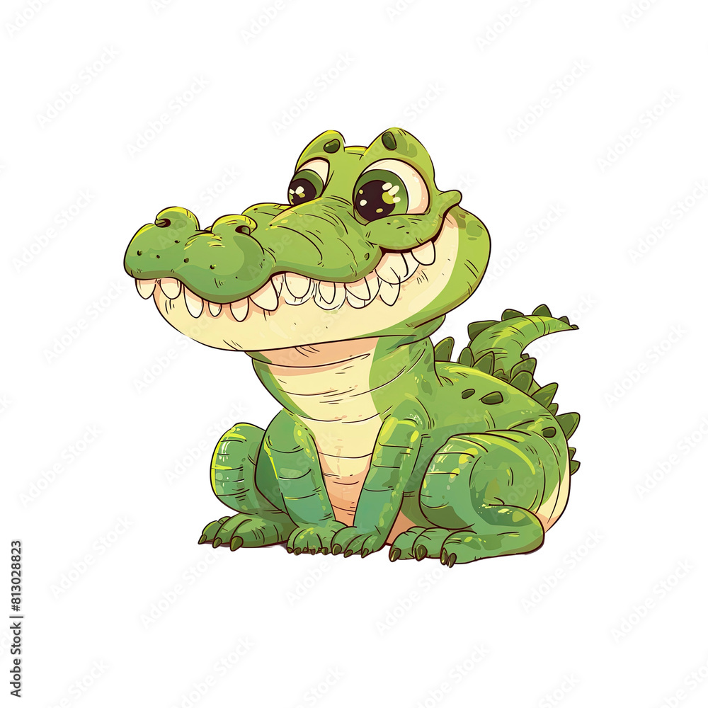 Obraz premium Cute Crocodile Cartoon Its Toothy Grin, Cartoon Illustration