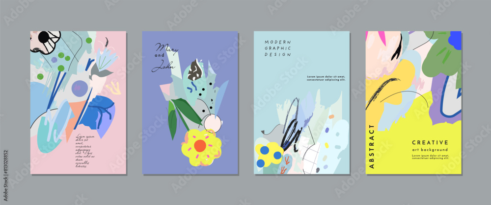 Creative Artistic Floral Cards. Vector Illustration