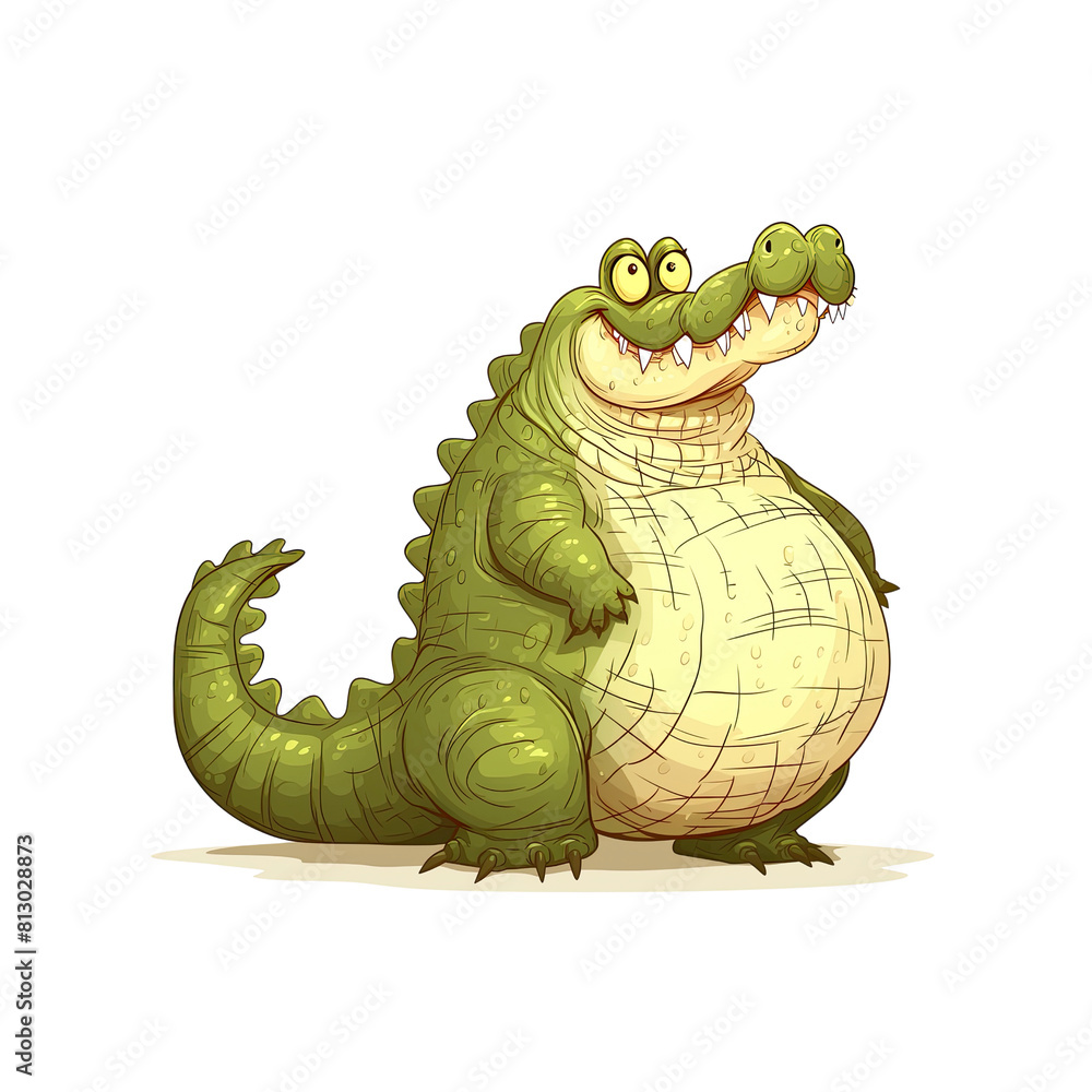Fototapeta premium Cute Crocodile Cartoon Its Toothy Grin, Cartoon Illustration