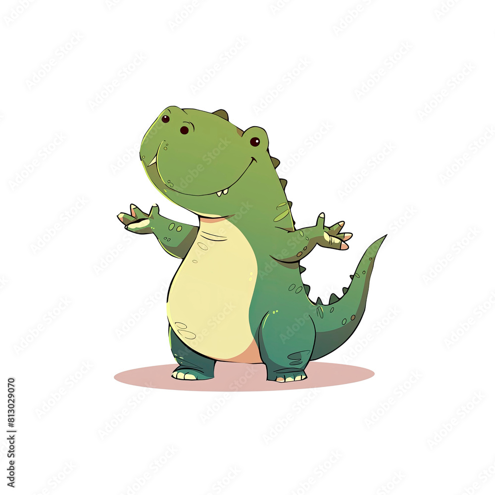 Fototapeta premium Cute Dinosaur Cartoon Its Tiny Arms, Cartoon Illustration