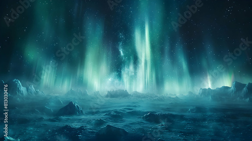 Arctic Wonderland: Majestic Northern Lights Illuminate Frozen Tundra Landscape in Stunning Photorealistic Image