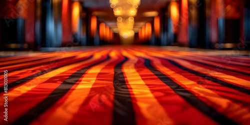Selective focus luxury red carpet with blurred background and copy space. Concept Red Carpet, Luxury, Selective Focus, Blurred Background, Copy Space