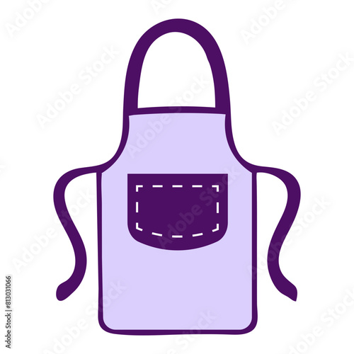 A purple apron with a pocket