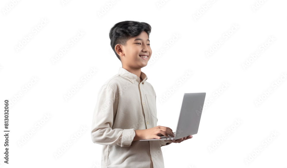 Young Asian Boy Using Laptop Young Asian Boy Using Laptop