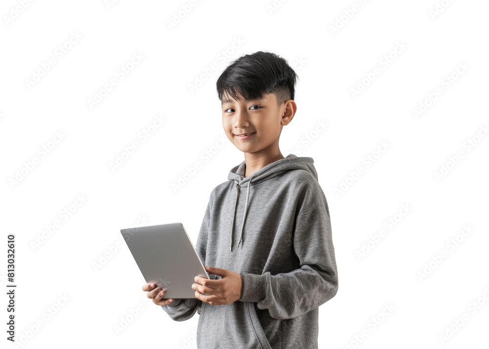 Young Asian Boy Smiling with Laptop Young Asian Boy Smiling with Laptop