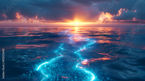 Bioluminescent Lagoon at Dusk: A Tranquil Setting for Evening Relaxation