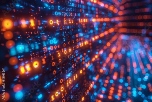 Wallpaper Mural Close-up view of an abstract digital data stream with binary code, illustrating concepts of coding and computation Torontodigital.ca