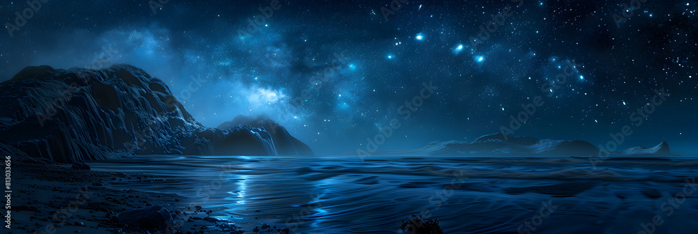 Bioluminescent Waves Transform Serene Coastal Night into Spectacular Starlit Scene