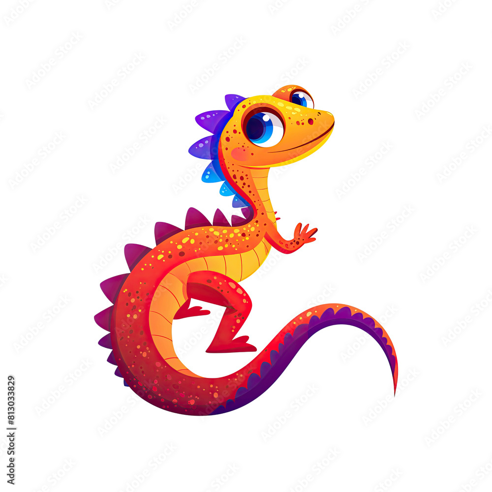 Darling Lizard Cartoon Its Colorful Scales, Cartoon Illustration Darling Lizard Cartoon Its Colorful Scales, Cartoon Illustration
