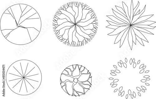 Vector sketch illustration design drawing layout of plants and trees for completeness of the image