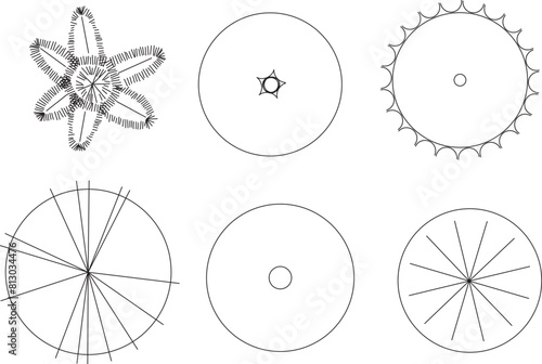 Vector sketch illustration design drawing layout of plants and trees for completeness of the image