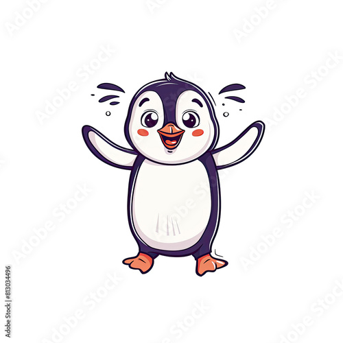 Delightful Christmas Penguin Character  Cartoon Illustration