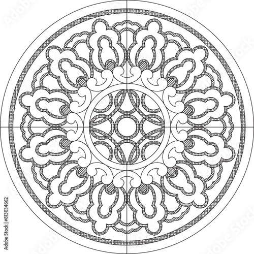 Vector sketch illustration vintage ethnic classic rosetta image logo icon design