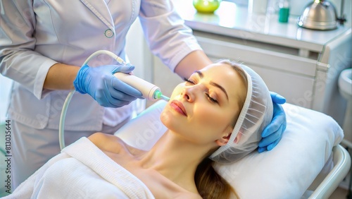 Medical Spa Treatment  An image showcasing a person receiving a medical spa treatment  such as laser therapy  chemical peels  or injectable treatments  combining medical expertise with spa  