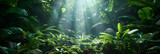 Photo realistic Exotic Wildlife in Rainforest: Exotic wildlife thrives in the dense undergrowth of the tropical rainforest   a testament to nature s resilience. Photo Stock Concept