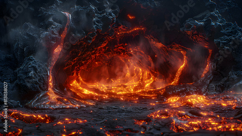 Exploring the Mysterious Lava Tubes and Caves: A Photo realistic Concept Capturing the Natural Phenomenon of Flowing Lava Beneath the Earth s Surface