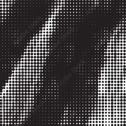Abstract Dots Halftone On Black White Color Background