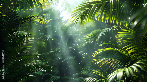Vibrant Rainforest Canopy  The diverse ecosystem of a tropical rainforest comes to life in this photo realistic concept showcasing the vibrant canopy teeming with life   Photo Stoc