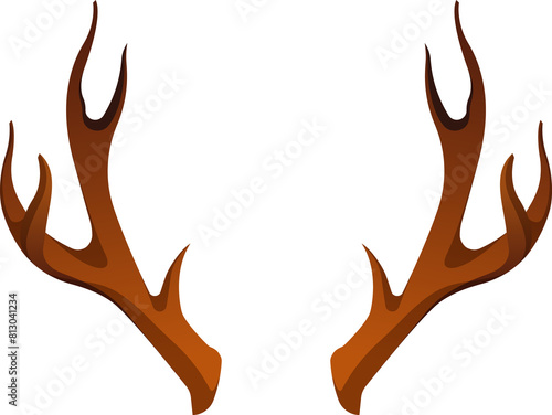 Animal horns. Cartoon bones hunter trophy, pairs of ram cow deer moose antlers flat style, wildlife decoration concept. Vector isolated set