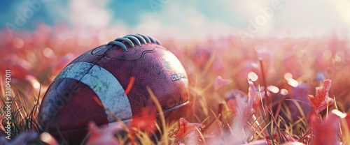 American Football Background With A Close-Up Of A Football Pump
