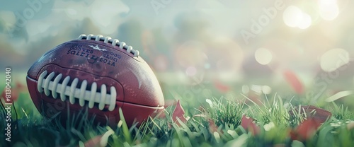 American Football Background With A Close-Up Of A Football Kicking Tee