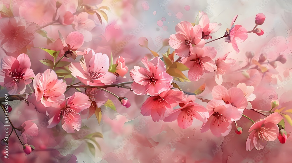 ephemeral beauty of cherry blossoms in full bloom with a soft watercolor style. ephemeral beauty of cherry blossoms in full bloom with a soft watercolor style.
