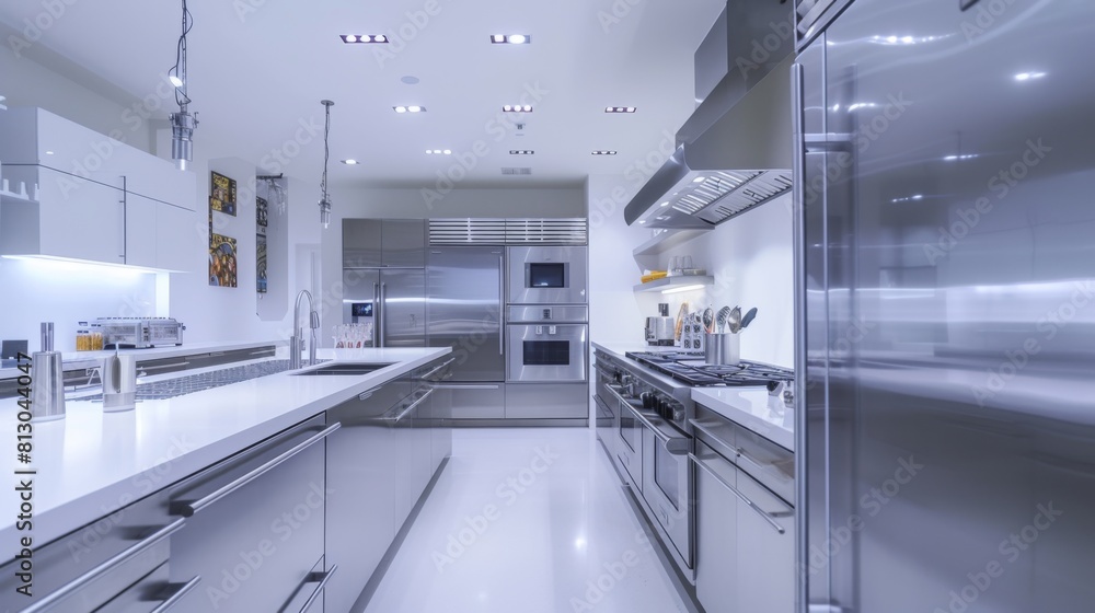 Kitchen with stainless steel appliances, clean lines, and a clutter free countertop Kitchen with stainless steel appliances, clean lines, and a clutter free countertop