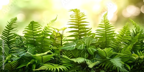 Tropical plant with cascading green leaves like Fishtail or Giant Sword Fern. Concept Tropical Plants, Cascading Leaves, Fishtail Fern, Giant Sword Fern, Green Foliage