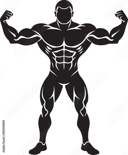 Bodybuilder. Muscular man. Fitness and bodybuilding concept.  illustration © Rony