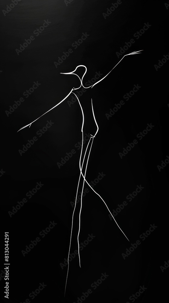 Black and white sketch depicting man raising arms. Gesture of victory concept Black and white sketch depicting man raising arms. Gesture of victory concept