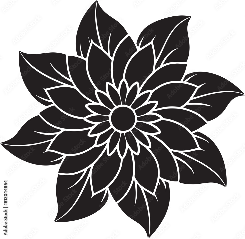 Black and white mandala flower on a white background. illustration. Black and white mandala flower on a white background. illustration.