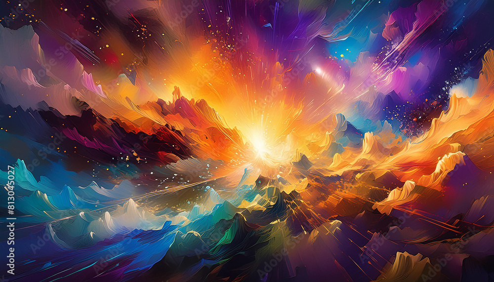 Fototapeta premium Colorful acrylic explosion. Beautiful multicolored art. Abstract painted backdrop.
