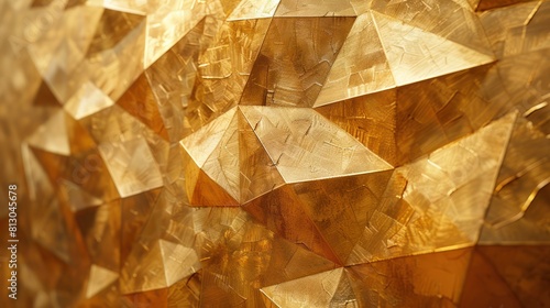 Abstract golden geometric shapes. 3D rendering.