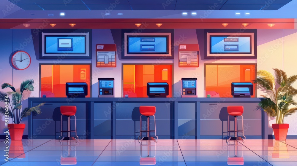 The interior of a modern bank. The interior of a modern bank.