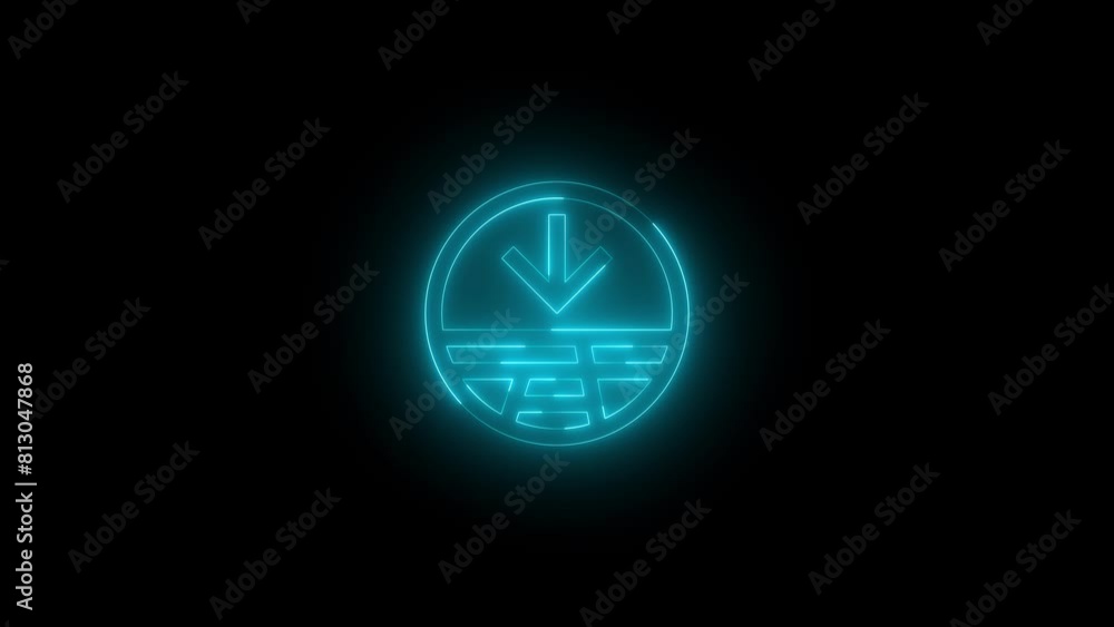 Neon glowing cyan color streetside split minimize arrow icon on black background animation Neon glowing cyan color streetside split minimize arrow icon on black background animation