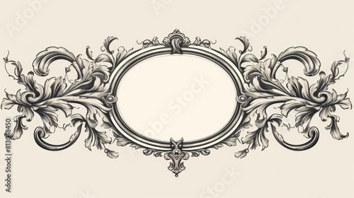 Engraving frame. Vintage Baroque Victorian border. Baroque frame decor.