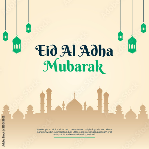 Eid Al Adha Mubarak Islamic festival social media Post design template. Vector Illustration.