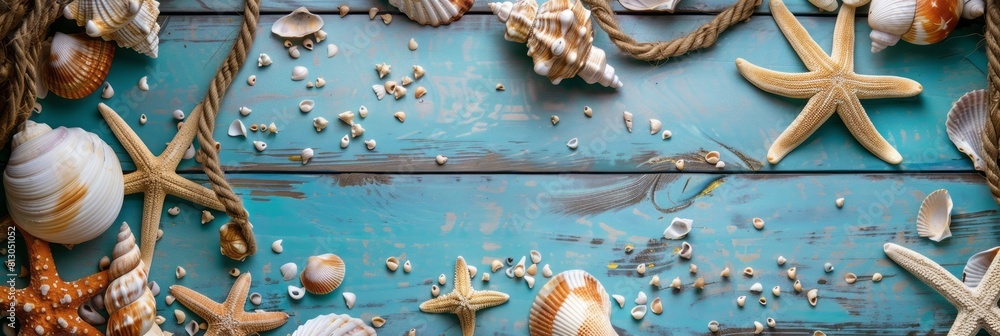 summer background made of seashells and Maritime objects. copy space summer background made of seashells and Maritime objects. copy space