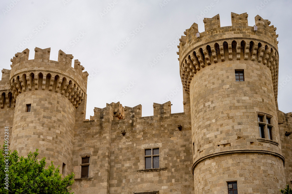 Rhodes Island, Greece, a symbol of Rhodes, of the famous Knights Grand Master Palace (also known as Castello) in the Medieval town of rhodes Rhodes Island, Greece, a symbol of Rhodes, of the famous Knights Grand Master Palace (also known as Castello) in the Medieval town of rhodes