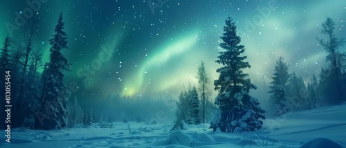 Imagine the celestial beauty of the Aurora Borealis as it shimmers and shifts in the cold, starlit sky photo