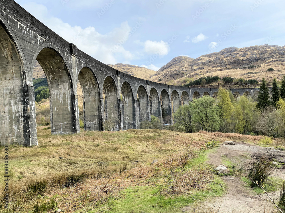 A view of the Glenfinnan Viaduct in Scotland A view of the Glenfinnan Viaduct in Scotland