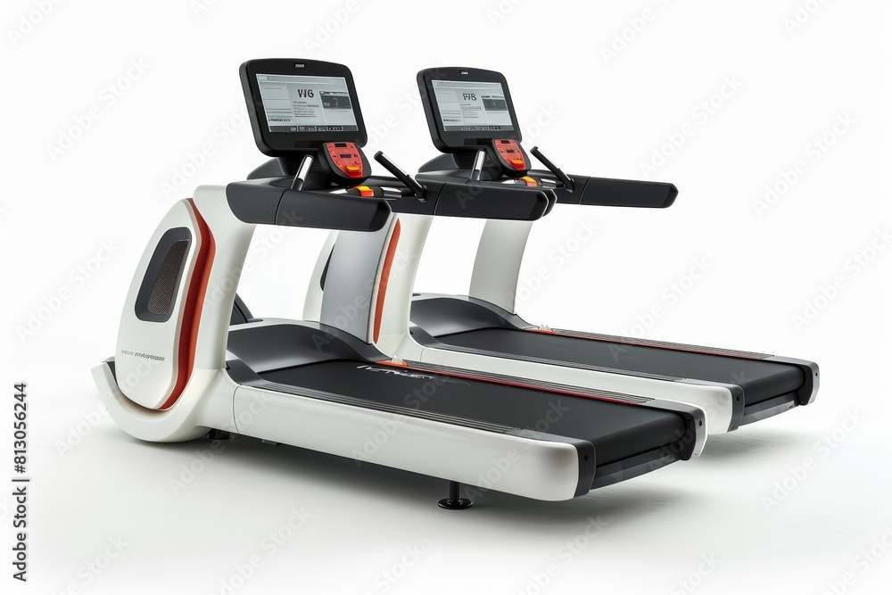 Stateoftheart fitness equipment uses advanced sensors to provide incomprehensible personalized training sessions, isolated on white Stateoftheart fitness equipment uses advanced sensors to provide incomprehensible personalized training sessions, isolated on white