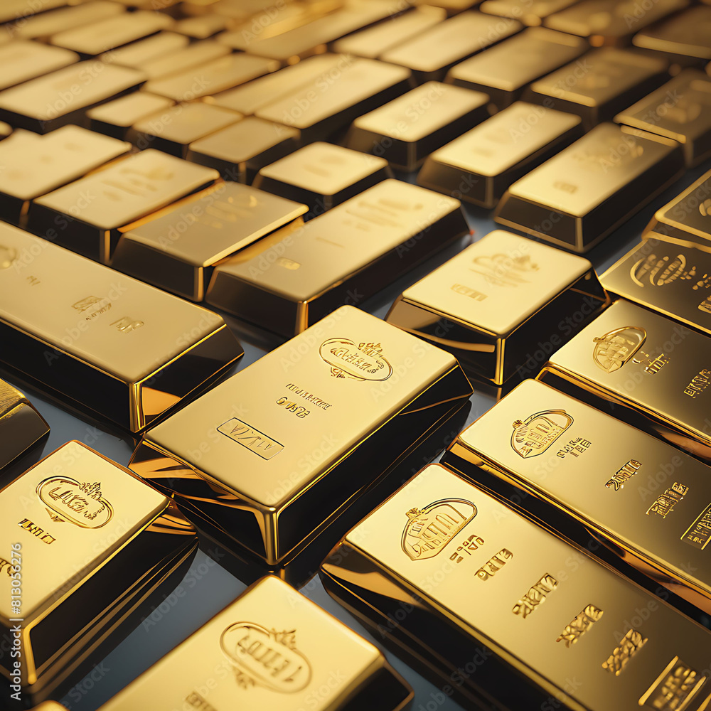 Small gold bar on the table Small gold bar on the table
