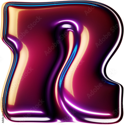 3d rendered letter with glossy cherry smooth surface